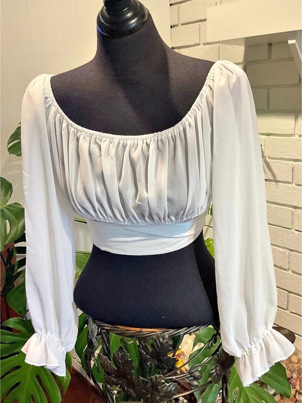 Halloween Pirate Renaissance October Fest Bar Maid  Off-Shoulder Crop Top